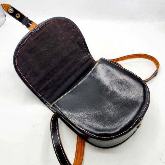 Pier 1 Vintage Weaved Black Leather Crossbody Purse. - Picture 11 of 13